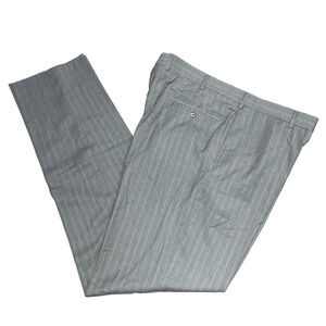 Joseph Abboud Men's 40x34.5 No Hem Gray Dress Pants 100% Wool Striped Flat Front